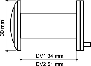 Глазок дверной, пластиковая оптика DV2, 16/55х85 SN Мат. никель