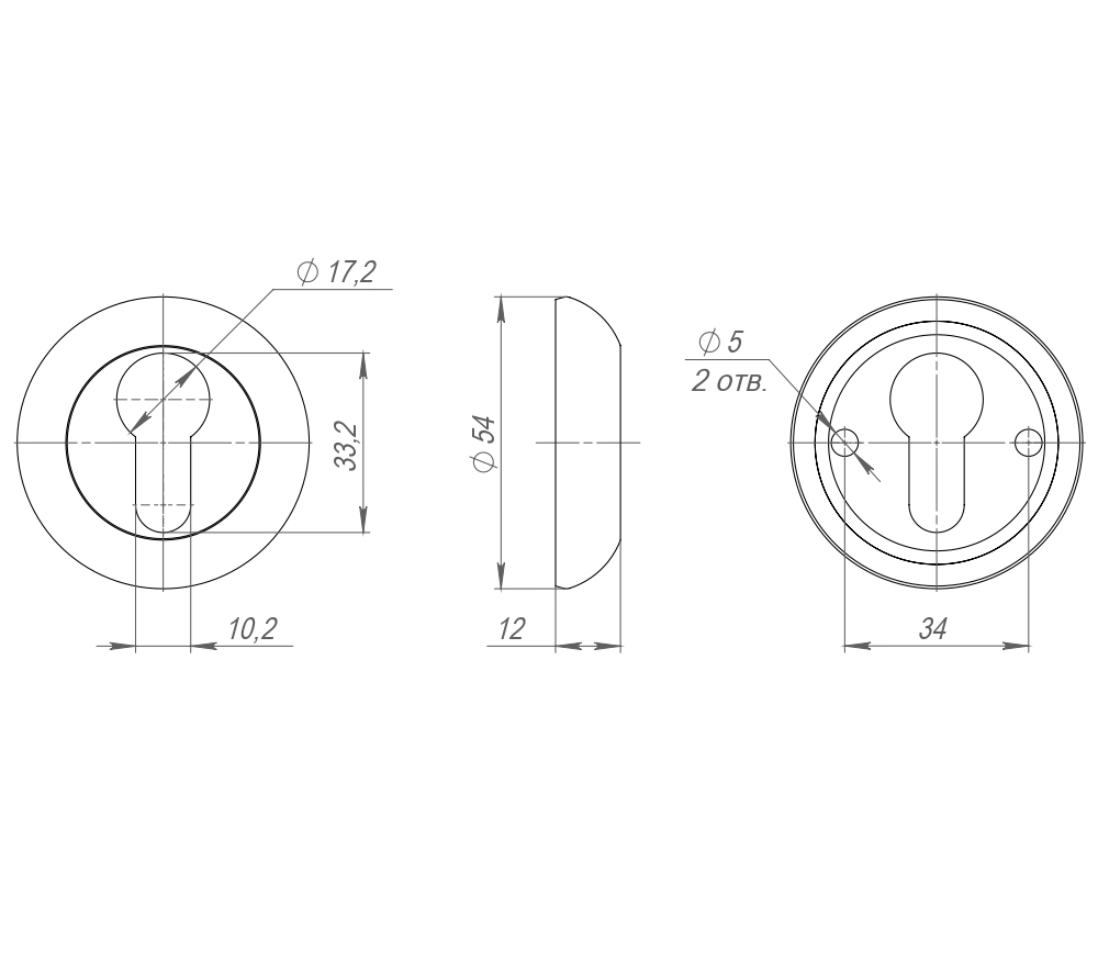 Накладка под цилиндр ET.R.LD54 (ET-1) CP-8 хром