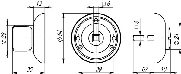 Ручка поворотная BK6.R.LD54 (BK6) CP-8 хром