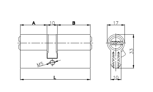 Цилиндровый механизм 164 OBS SNE/90 (35+10+45) mm латунь 5 кл.