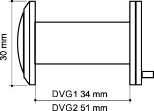 Глазок дверной, стеклянная оптика DVG1, 16/35х60 SN Мат. никель