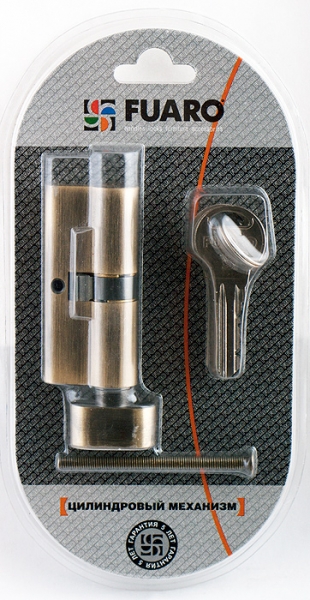 Цилиндровый механизм с вертушкой R302/60 mm-BL (25+10+25) PB  латунь 5 кл. БЛИСТЕР