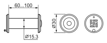 Глазок дверной, оптика пластик DV 2/100-60/Z/HD (VIEWER 2 DVZ) GP золото (подвес)