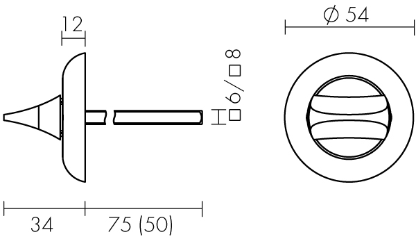 Ручка поворотная BKW8x75.R.HMR54 (HMR8x75) CP хром