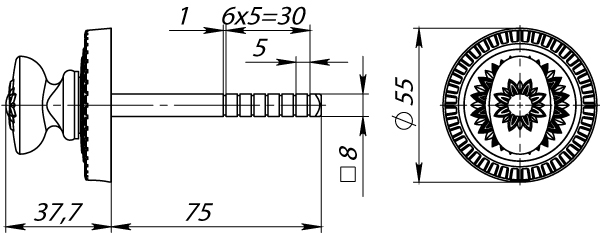 Ручка поворотная BKW8.R.CL55 (BKW8/CL) BB-17 коричневая бронза