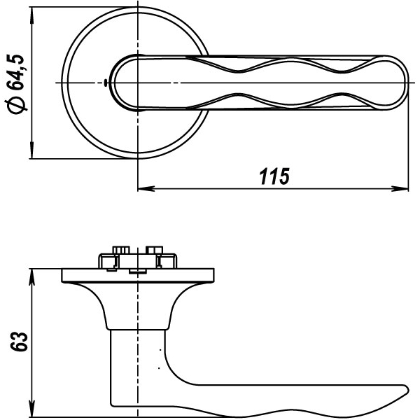 Ручка защелка DK624 SN-PS (6024 SN-P) (без фик.) мат. никель