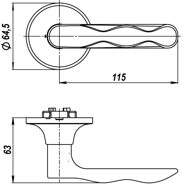Ручка защелка DK624/BL AB-PS (624/BL AB-P) (без фик.) бронза