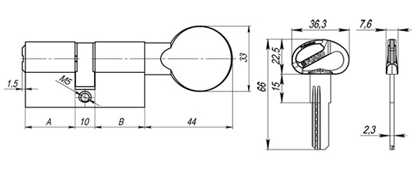 Цилиндровый механизм D-PRO502/90 mm (35+10+45) PB латунь 5 кл.