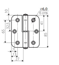 Петля накладная ПН1-85 белая, правая ПОДВЕС