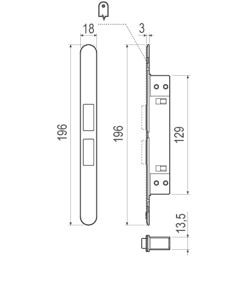 Магнитная защелка регулируемая Touch B01120.30.93 (черный) с лицевой планкой B01120.31.93