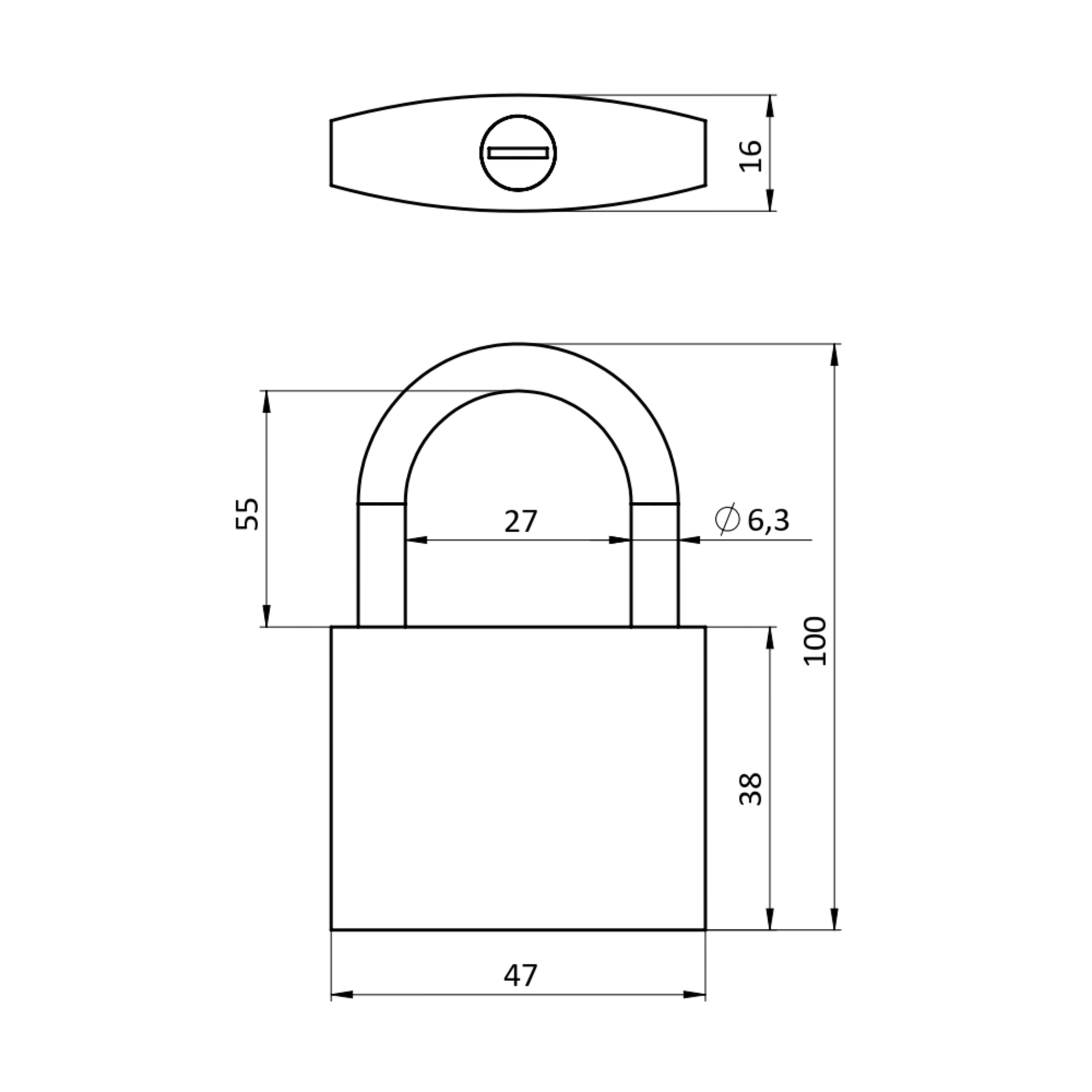 Замок навесной PD-0250L 3 key