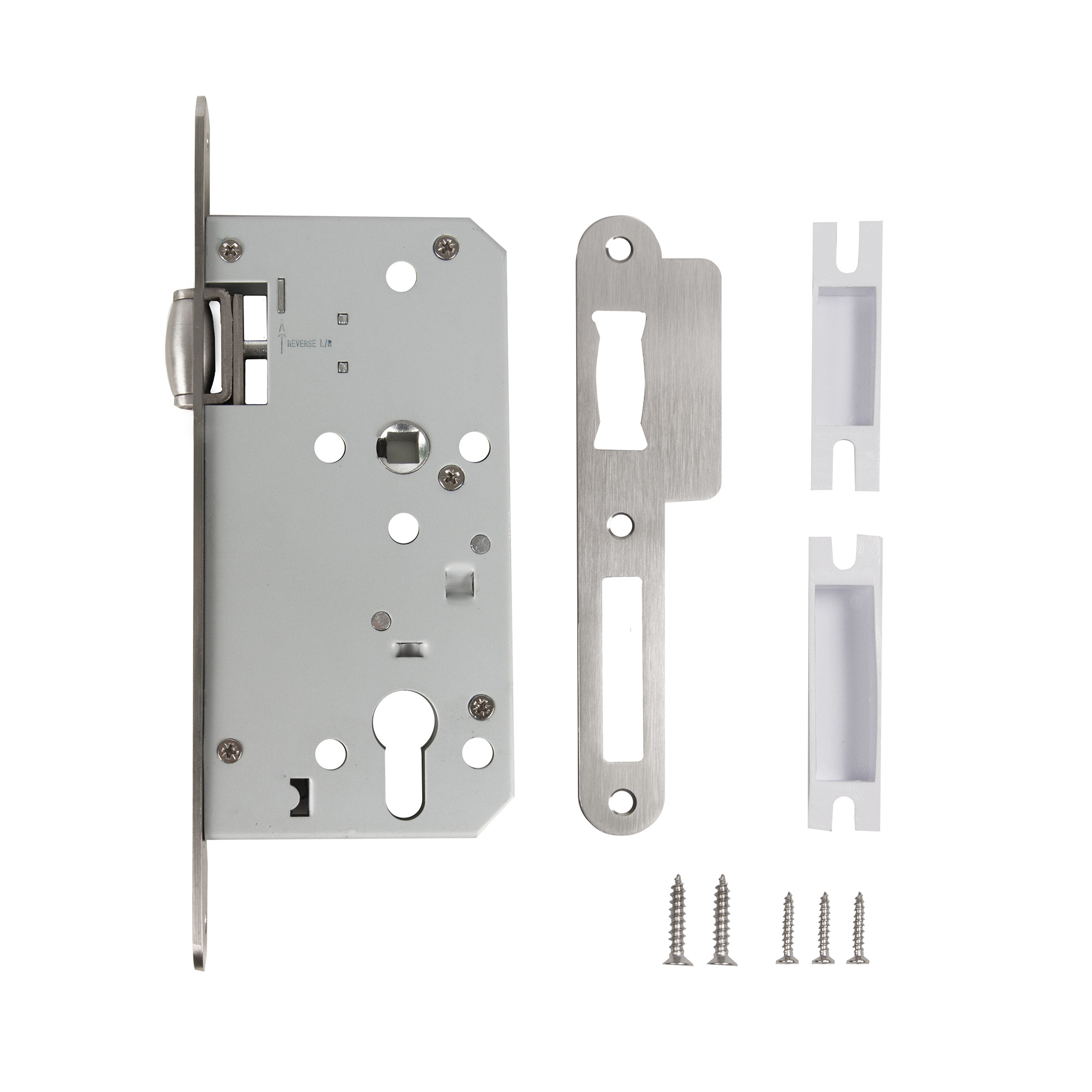 Замок врезной DD.INOX/C-55.72/R с роликовой защелкой (лиц.планка 20 мм)